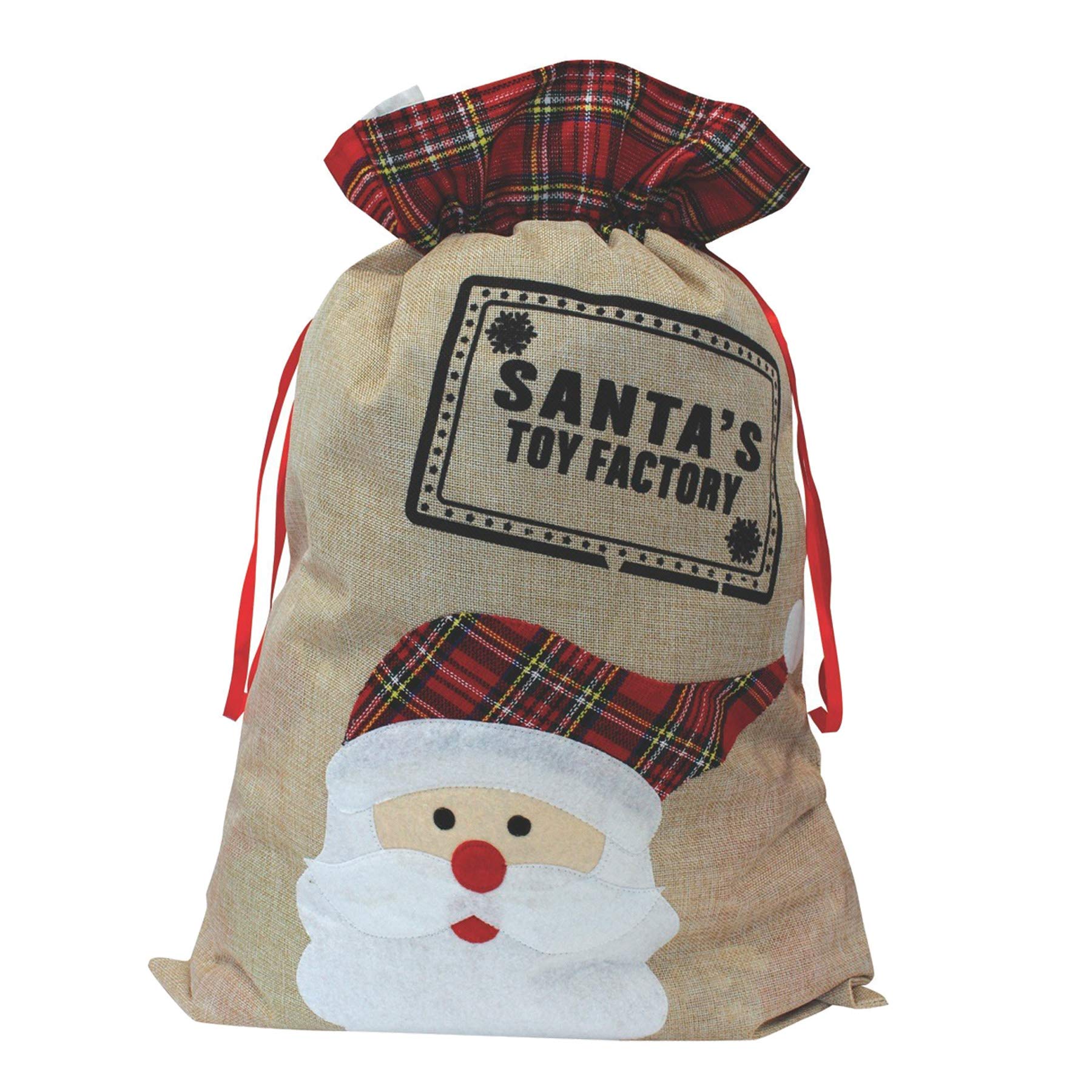 Tallon Festive Wonderland Giant Christmas Tartan And Hessian Present Sack - 70Cm X 50Cm - Santa