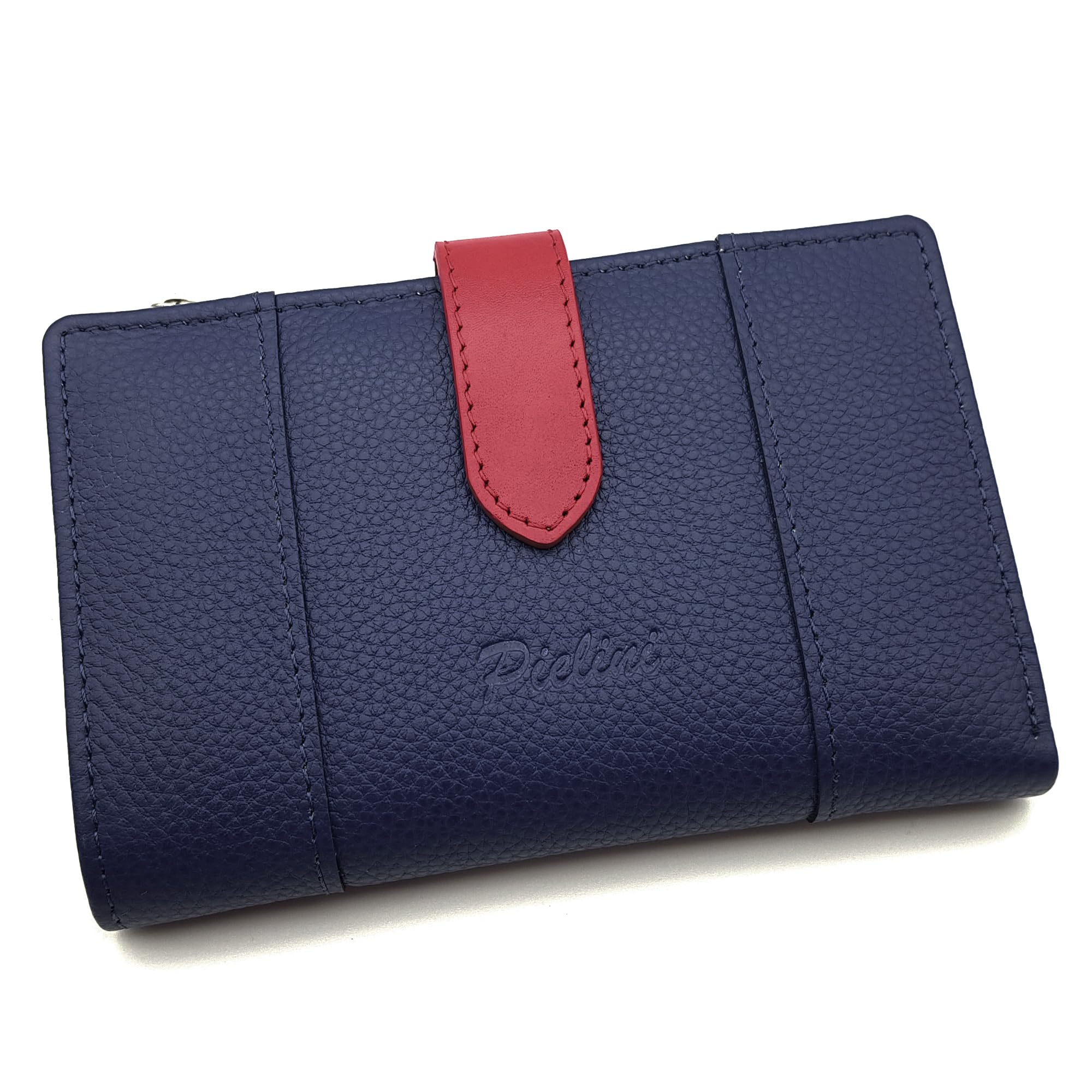Pielini - Cartera de Piel para Mujer con Billetera y Amplio Monedero. Tarjetero de Cuero de Gran Capacidad - Cartera Cuero Modelo 4068 (Electrico)