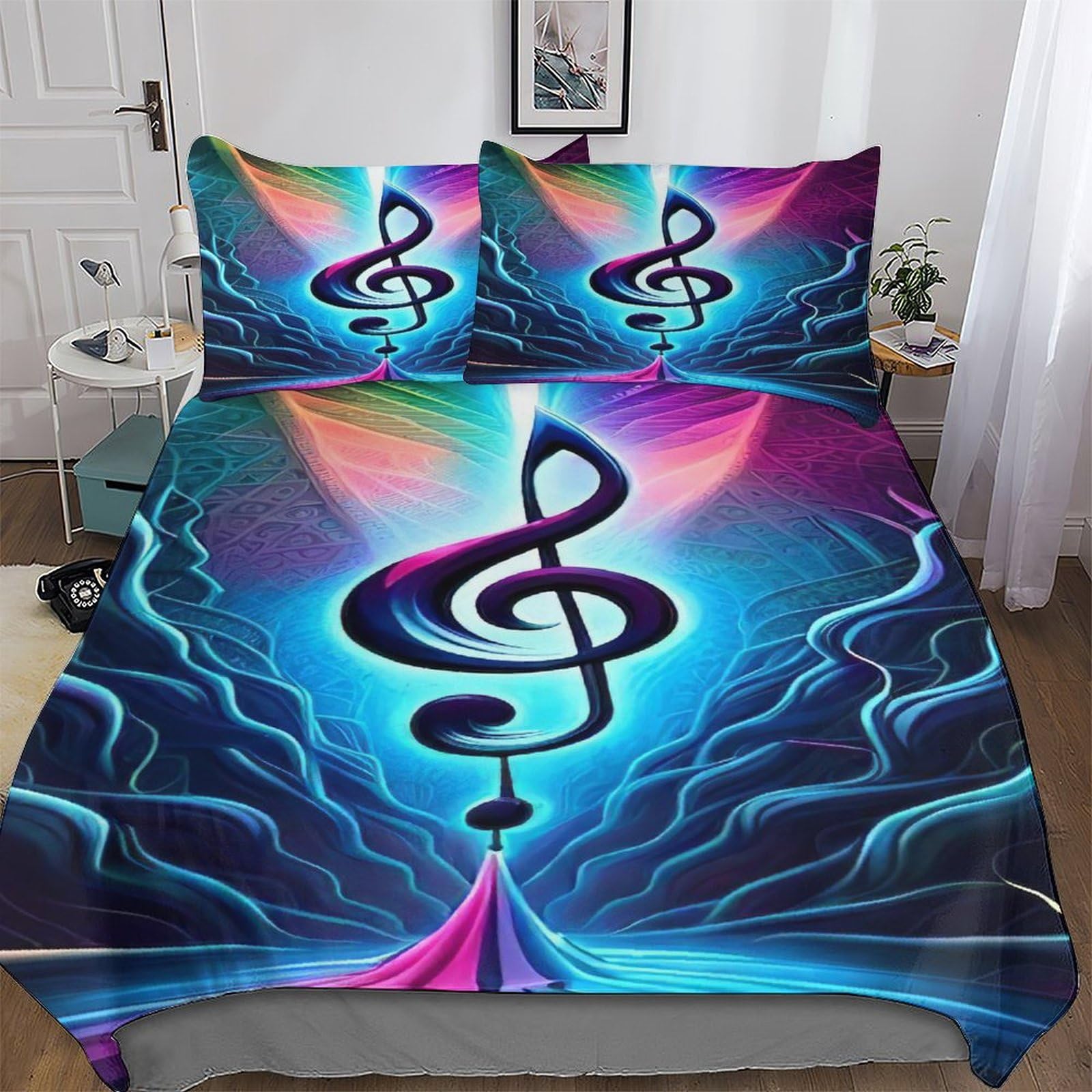 Housse de couette musique hypoallergénique parure de lit anti-acarien