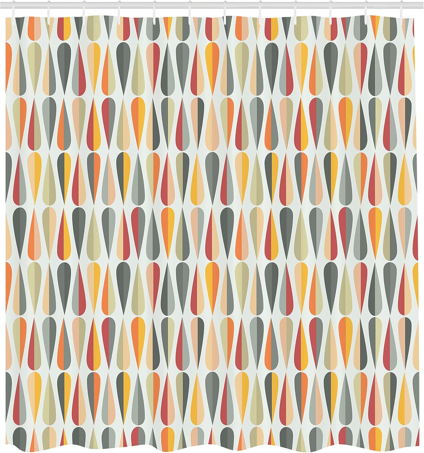 Ambesonne Retro Shower Curtain, Sixties and Seventies Style Geometric Round Shaped Repeated Symmetric Design, Cloth Fabric Bathroom Decor Set with Hooks, 69" W x 75" L, Orange Cinnamon