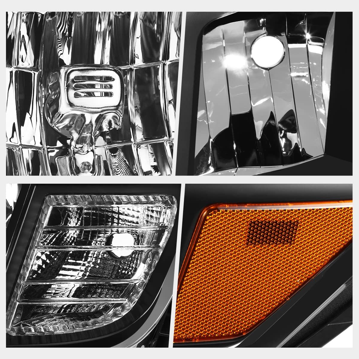 Pair of Headlights Assembly Compatible with 16-24 Nissan Titan (XD),Black Housing/Amber Corner