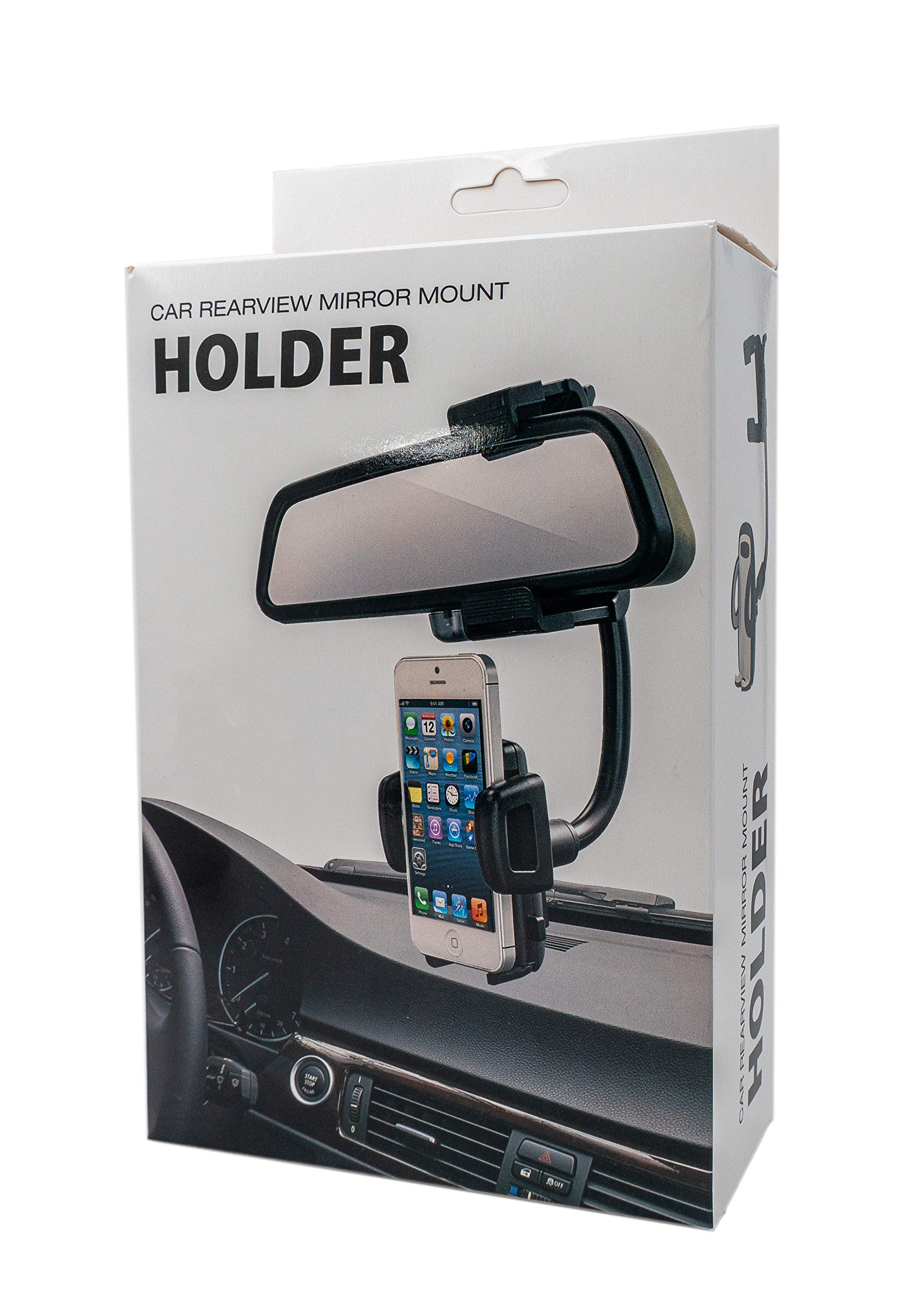 Support Voiture Pour Smartphone/GPS - Fixation Au Rétroviseur, Bras Articulé 360°, Réglable, Sans Colle