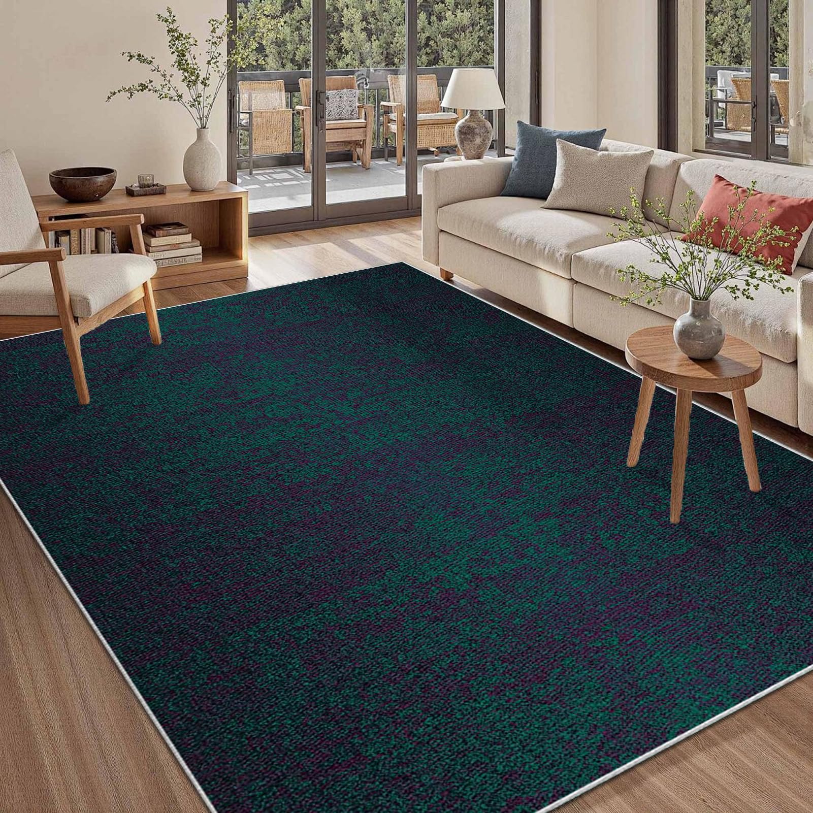 Tapis de cuisine et salle à manger noir lavable 170 x 190 cm