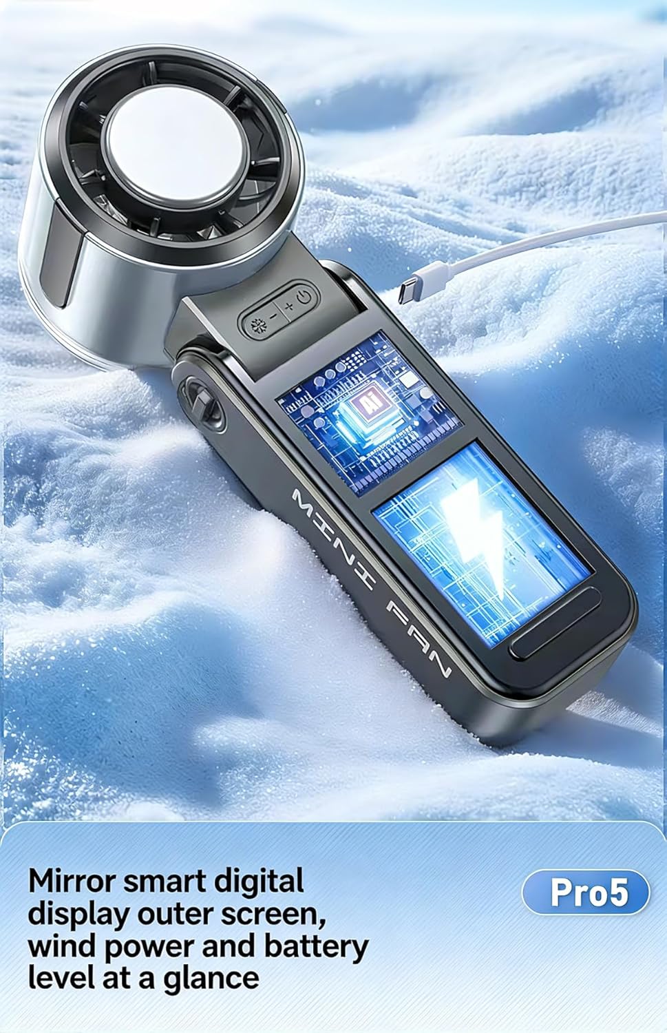 Handheld Turbo cooling fan,100 Stepless Wind Speed Control, Battery Operated, Up to 12 Working Hours, portable handheld air cooler Fans for Outdoor, Travel,at work or on the go(black)