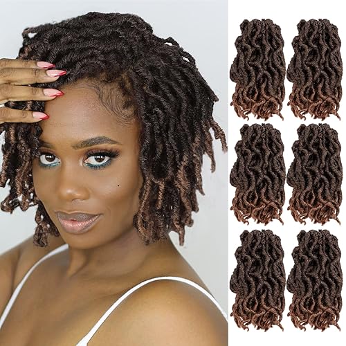 Rastas sintéticas de cabello de ganchillo de 8 pulgadas, extensiones de rastas cortas y rizadas para mujeres negras, extensiones de cabello ondulado