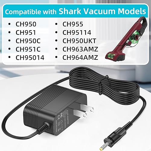 Miniatura 3 de Cargador para Shark UltraCyclone Pet Pro Plus CH950 CH951 CH955 CH963AMZ CH964AMZ Aspirador de mano inalámbrico DK12-133075A-U ZD012S133075USD Cable