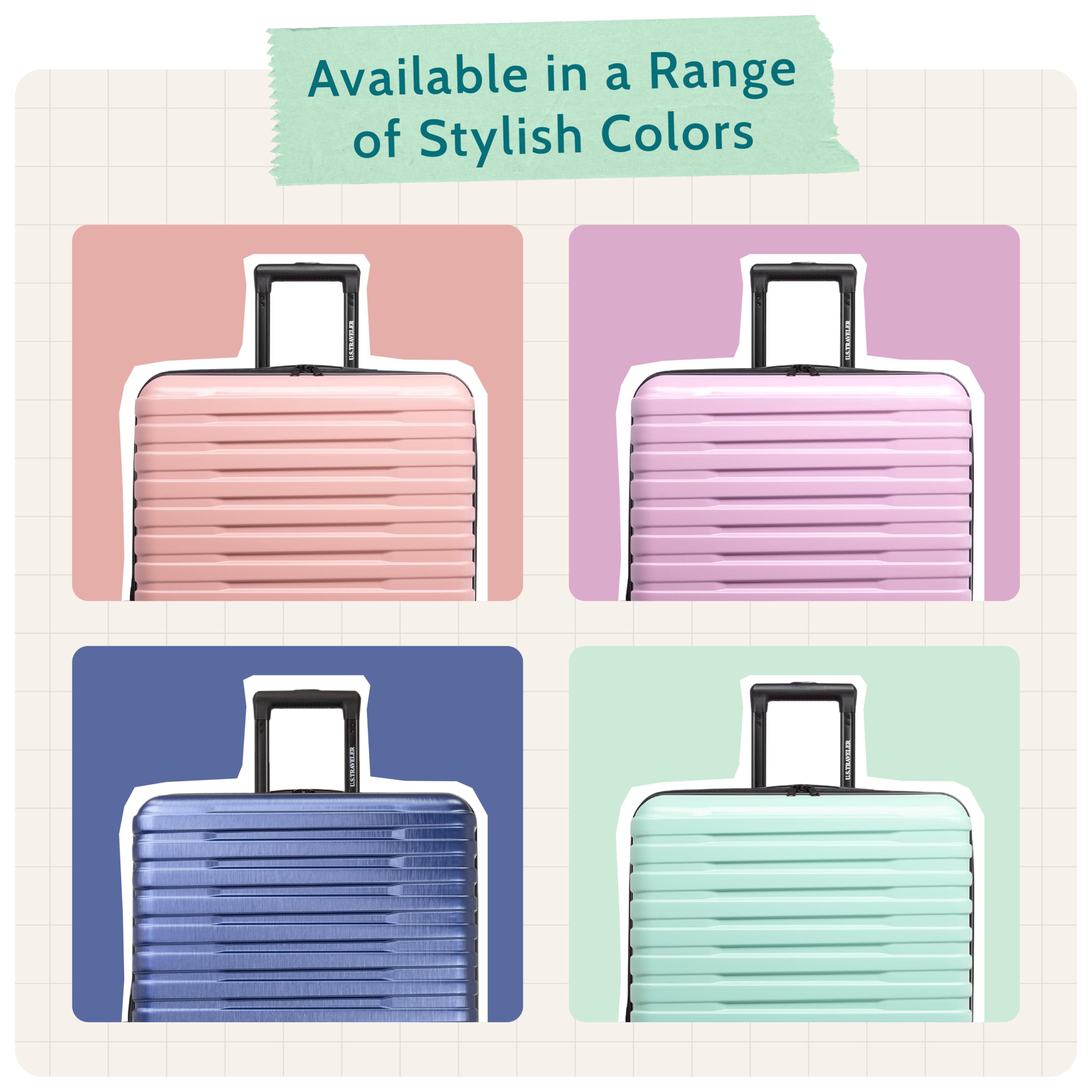 U.S. Traveler Boren - Equipaje de Viaje Resistente expandible con 8 Ruedas giratorias, Rojo metálico, Juego de 2 Piezas
