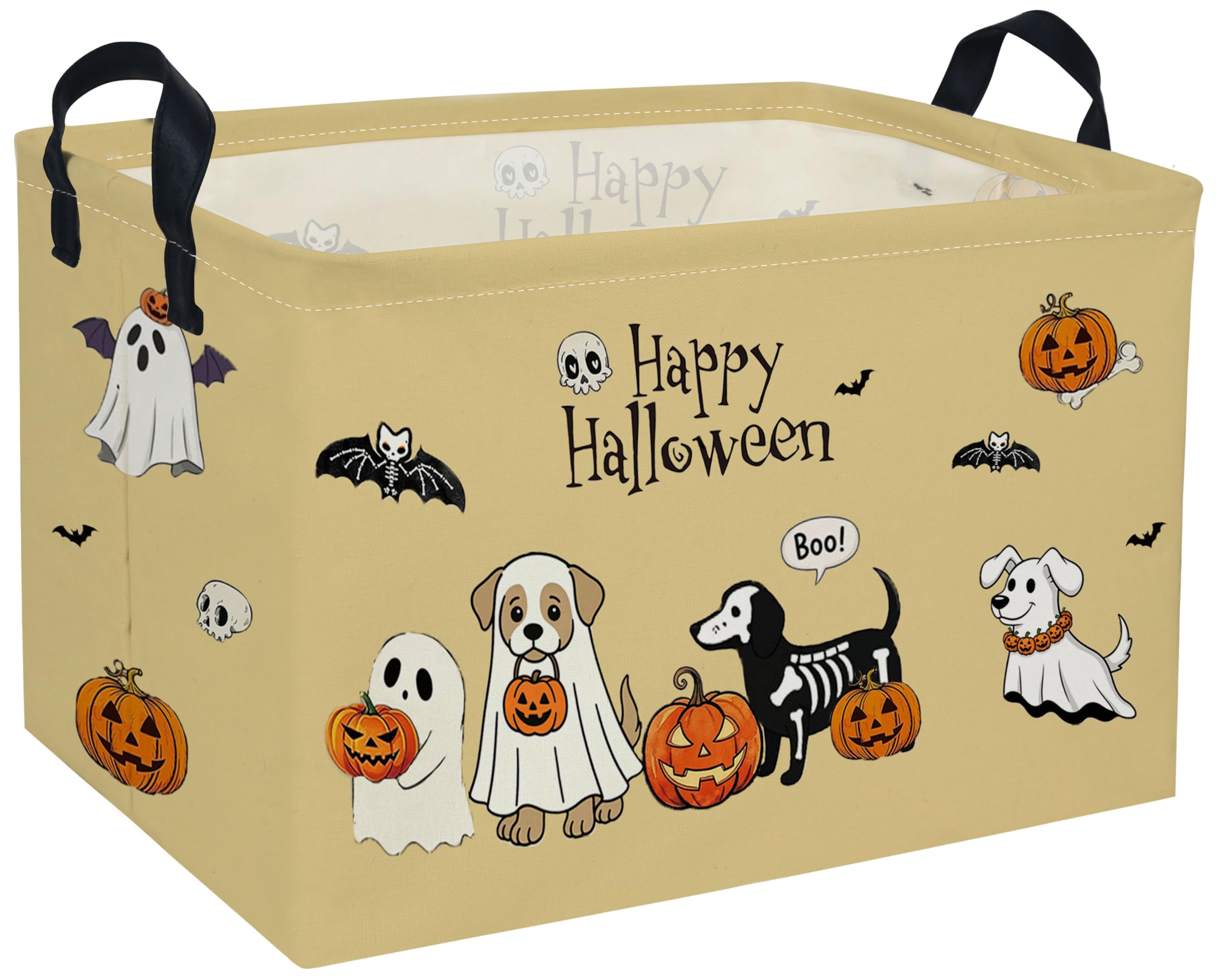 RectangleHalloween Baskets Dog Basket Cute Storage Bin for Room Decor Gift Basket(Dog Halloween)