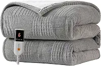 Cobertor elétrico, 127 x 152,4 cm, térmico, 6 configurações de calor, desligamento automático de 2 a 10 horas, certificado ETL, lavável na máquina (cinza)
