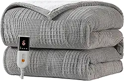Cobertor elétrico, 127 x 152,4 cm, térmico, 6 configurações de calor, desligamento automático de 2 a 10 horas, certificado ETL, lavável na máquina (cinza)
