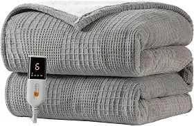 Cobertor elétrico, 127 x 152,4 cm, térmico, 6 configurações de calor, desligamento automático de 2 a 10 horas, certificado ETL, lavável na máquina (cinza)