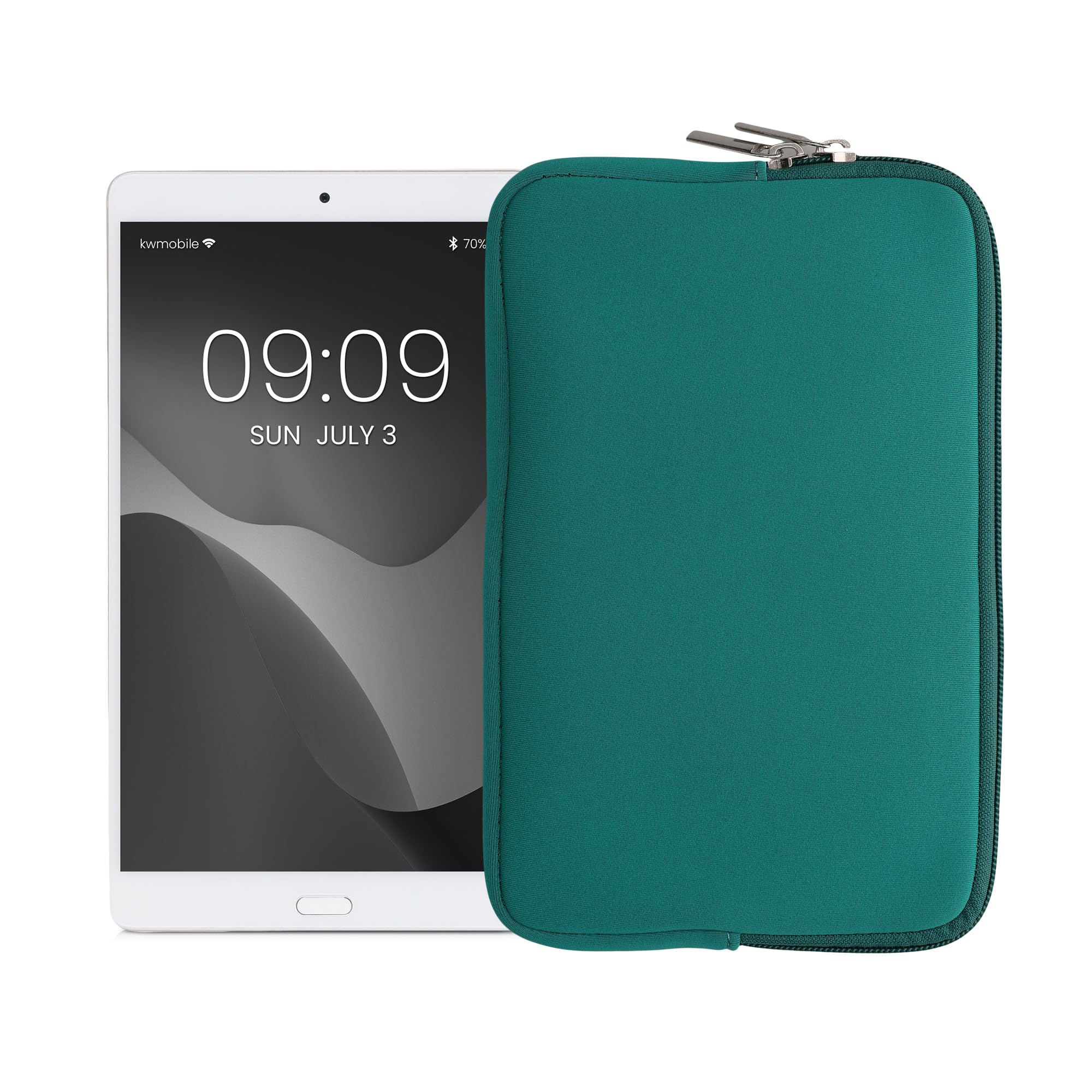 kwmobile Neoprenowe etui na tablet rozmiar 8"-8,4" - uniwersalne etui na tablet z zamkiem błyskawicznym - kolor petrol