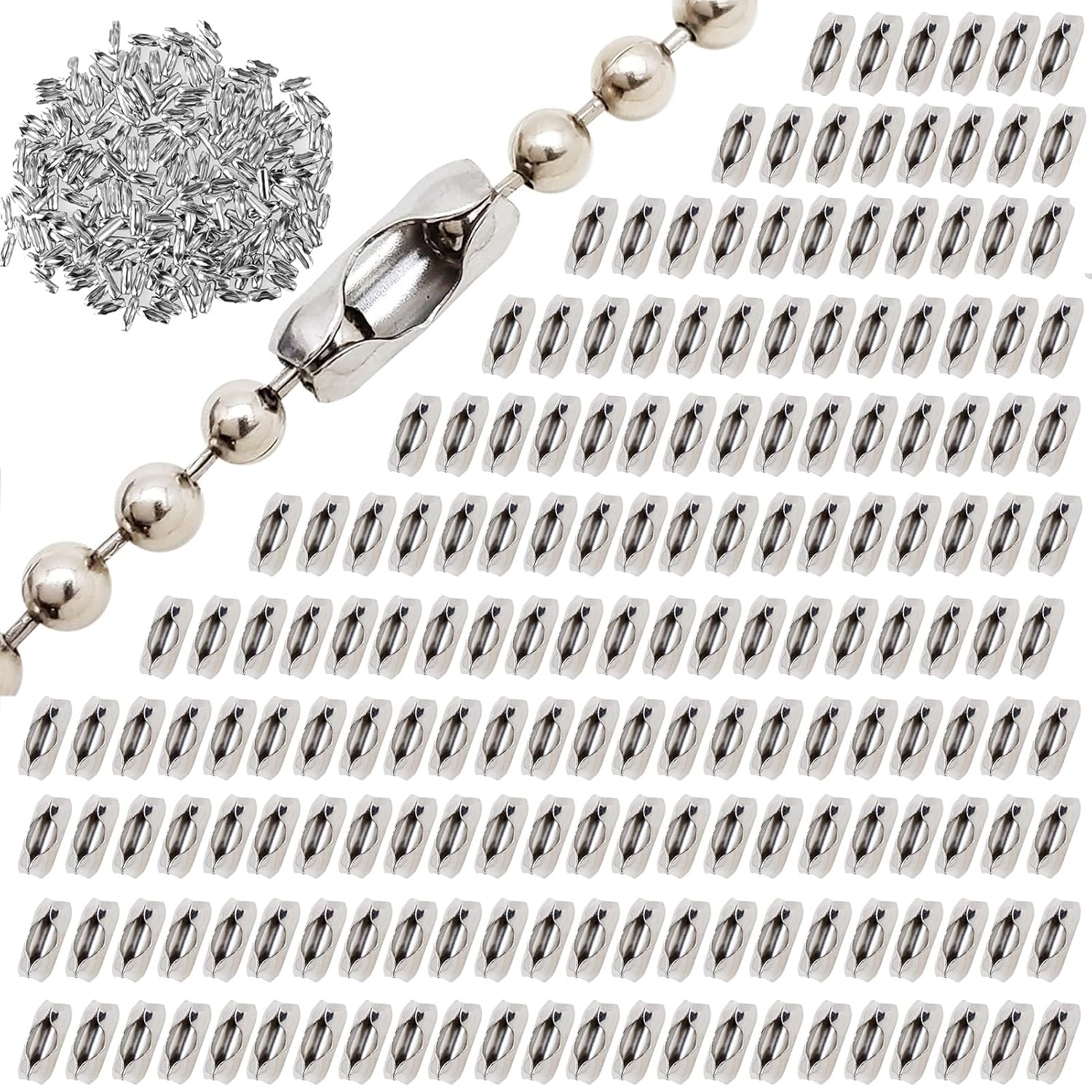 500Pcs Ball Chain Connector Clasps, 304 Stainless Steel Pull Chain Connectors, for 2.4mm/4.5mm Beaded Chains Accessories(4.5mm)