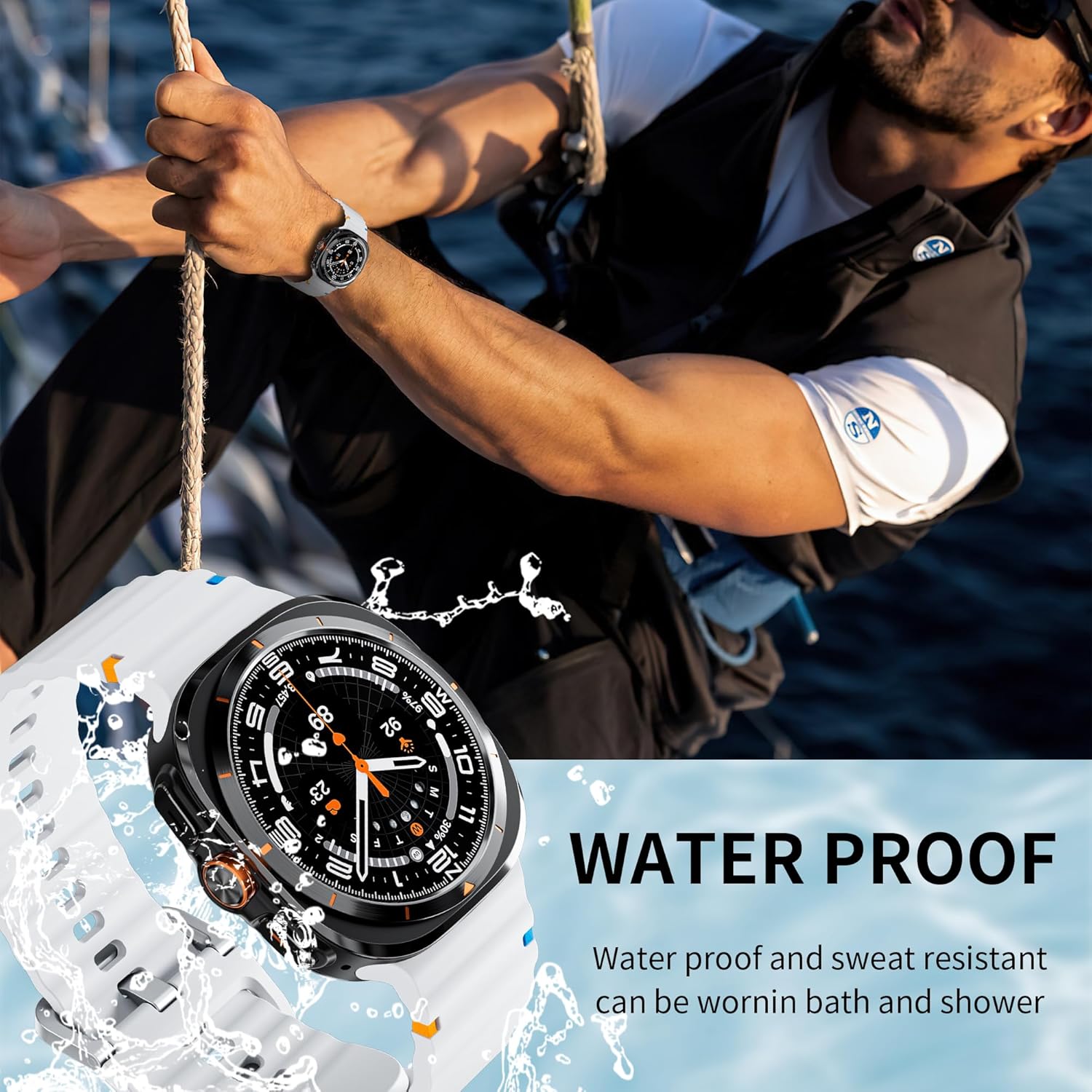 Sport Silicone Band for Samsung Galaxy Watch Ultra Bands 47mm for Men Women, Soft Breathable Waterproof Rubber Replacement Strap for Samsung Galaxy Ultra 2(2025)/Ultra(2024) Watch Band 47mm