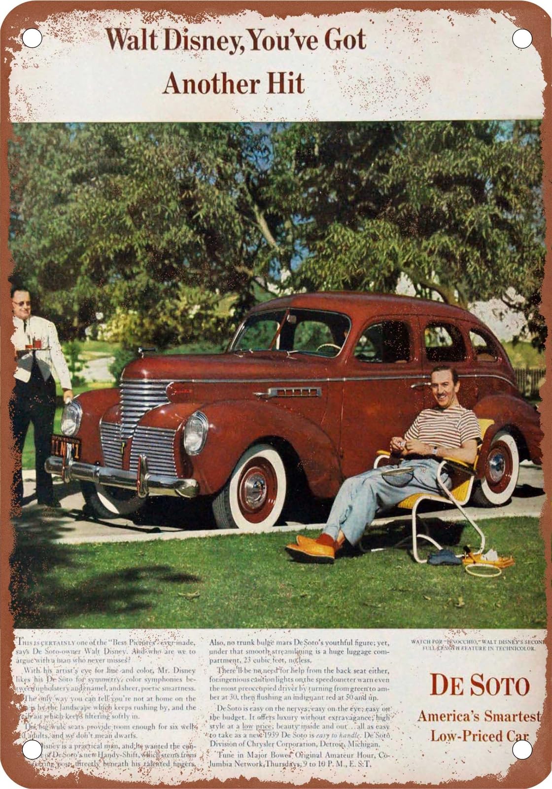 Miaomansenstore Metal Sign - 1939 Desoto Vintage Ad 05 - Old Retro Rusty Look Home Decor