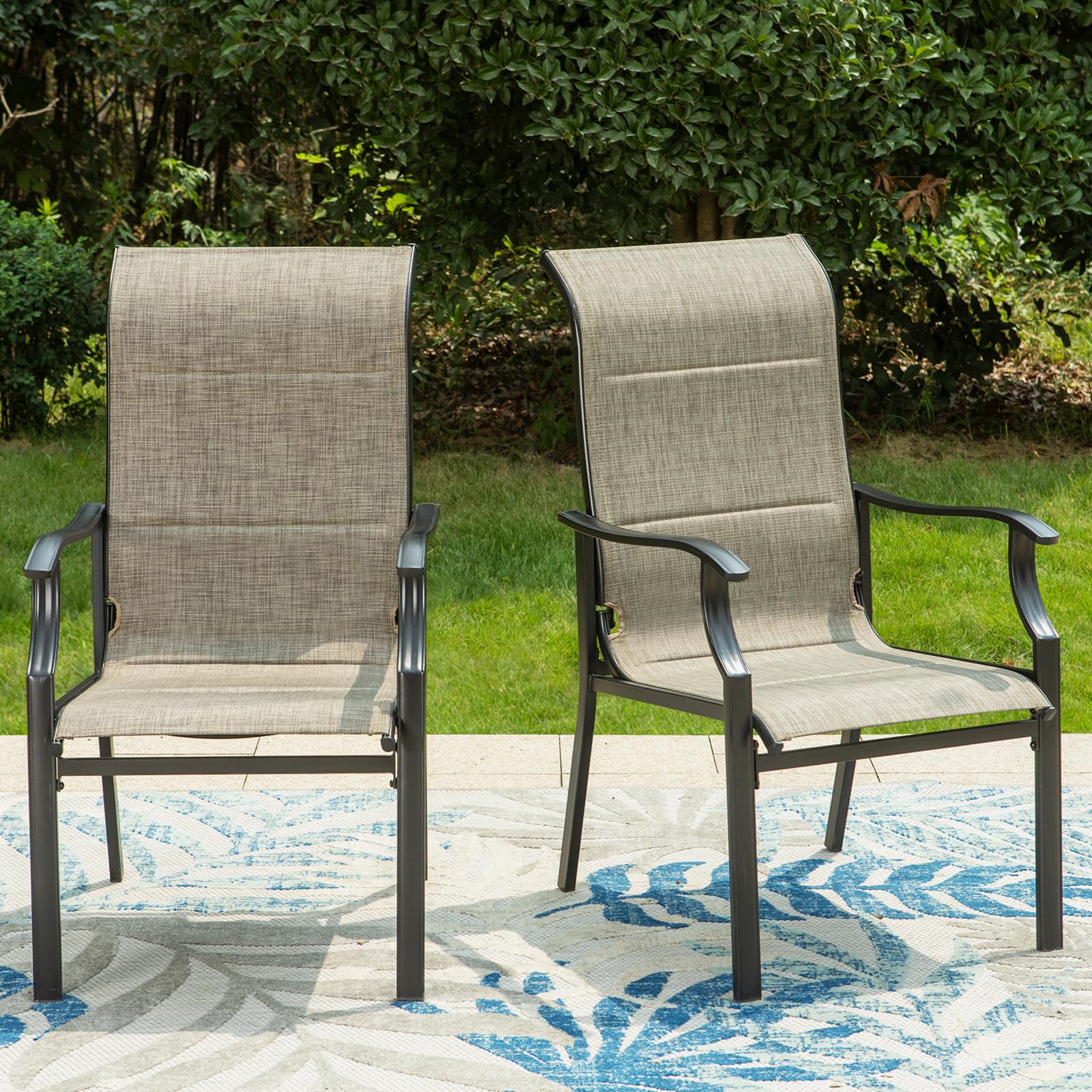 Home Depot Metal Outdoor Chairs With Cushions Patio Chairs PHI VILLA Black  Swivel Padded Textilene Metal Outdoor