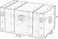 Vista 4 de Vintiquewise Baúl de estilo de madera natural con asas, pequeño