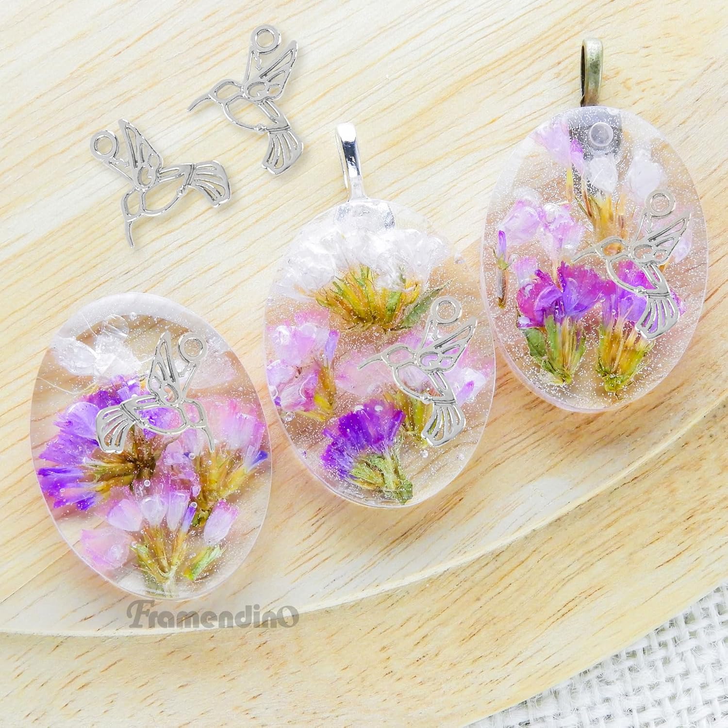 Framendino, Mini Hummingbird Charms Bird Pendant Beads for DIY Jewelry Making - Image 3