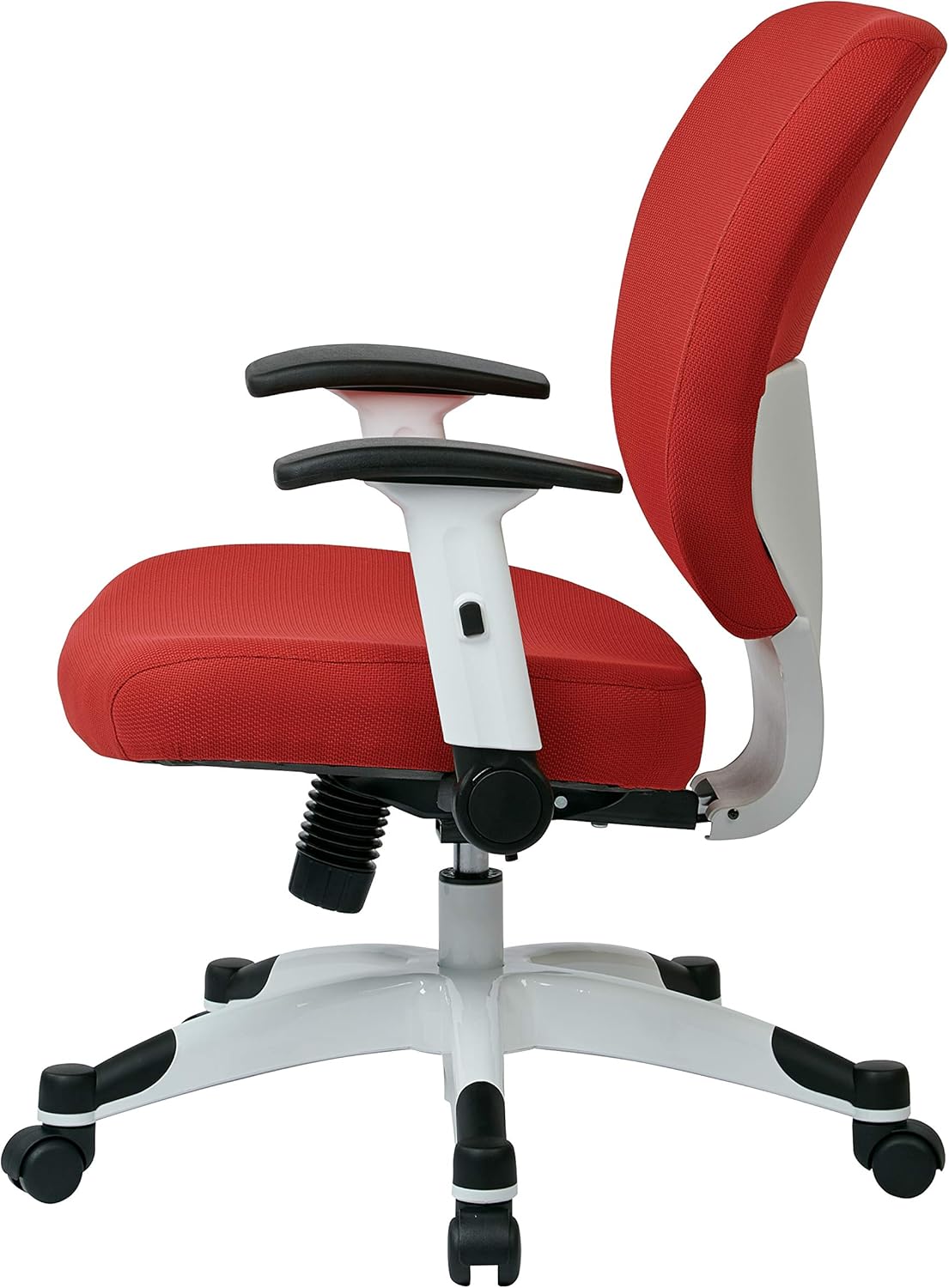 Space Seating Pulsar Professional Deluxe Adjustable Office Task Chair with Padded Seat and White Coated Nylon Base, Rouge Red Fabric