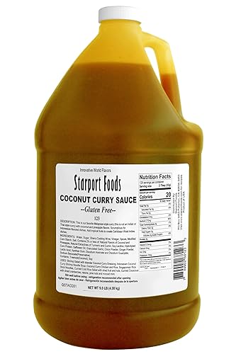 Starport Foods Salsa de coco y curry - Sin gluten, vegetariana, 1 galón, peso neto 9.0 libras (144 onzas)