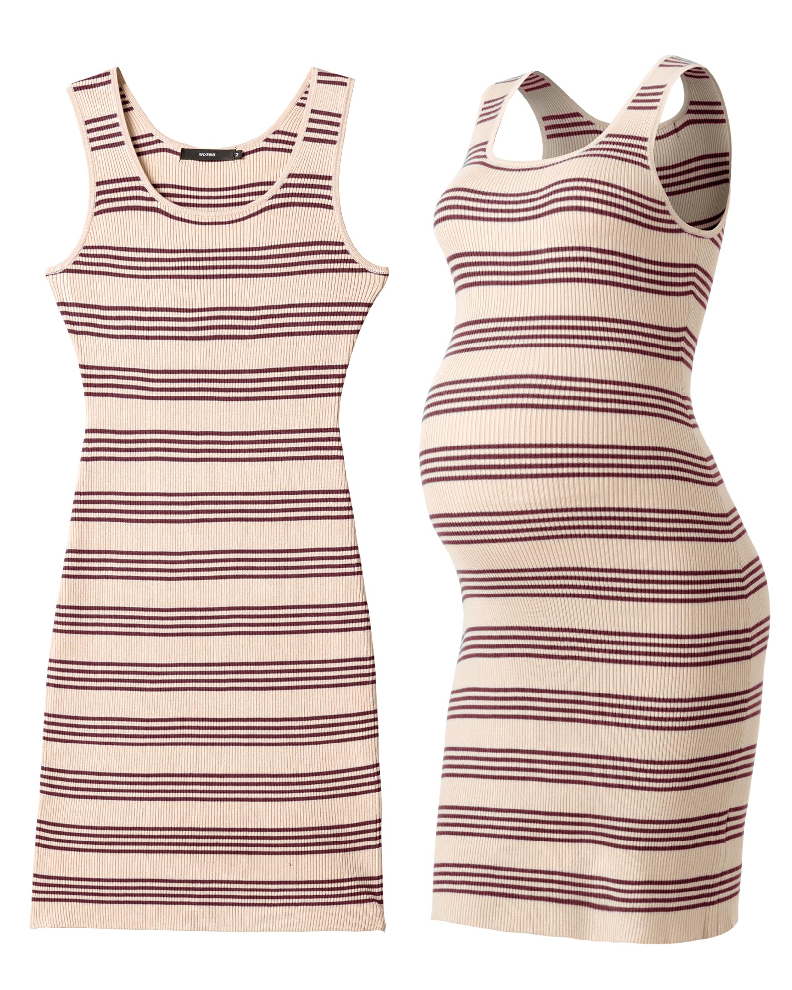 Rnxrbb Kint Striped Maternity Dress Summer Bodycon Tank Sleeveless Pregnancy Dresses Midi Work Casual