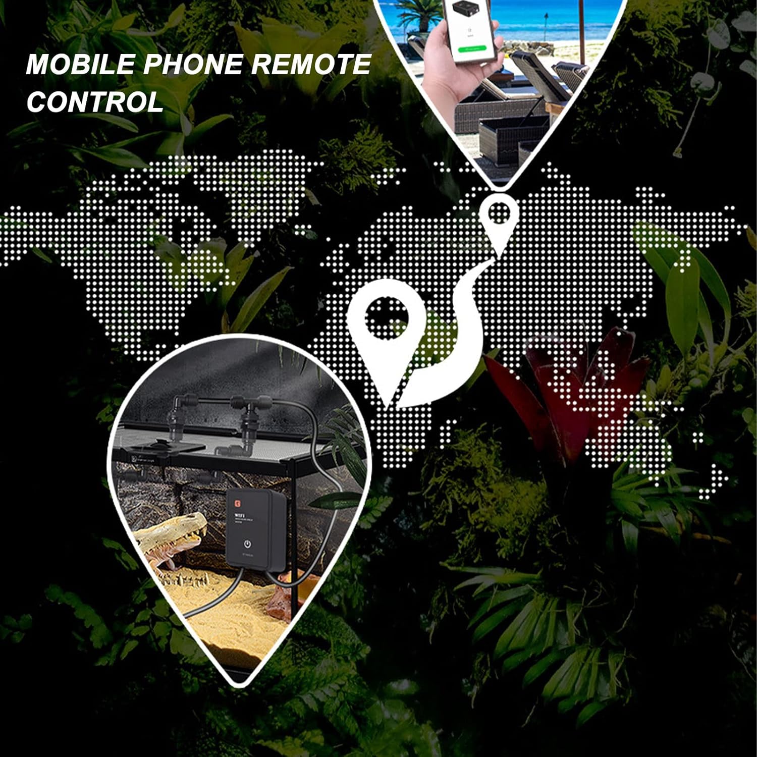 Reptile Humidifier, Reptile Mister Smart Misting System with with EVA Cushioning Foot Pads Reptile Humidifiers Automatic for Reptile Terrariums (US Plug)