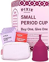 Pixie Menstrual Cup - No Metals or Toxins - Ranked 1 for The Most Soft Reusable Period Cup - Wear 12 Hours - 100% Medical-Grade Silicone - Tampon Alternative (Plum, Small)