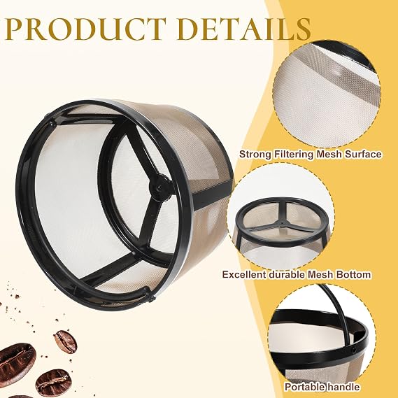 2Pcs Reusable Coffee Filter Basket for 4-5 Cup Coffee Makers