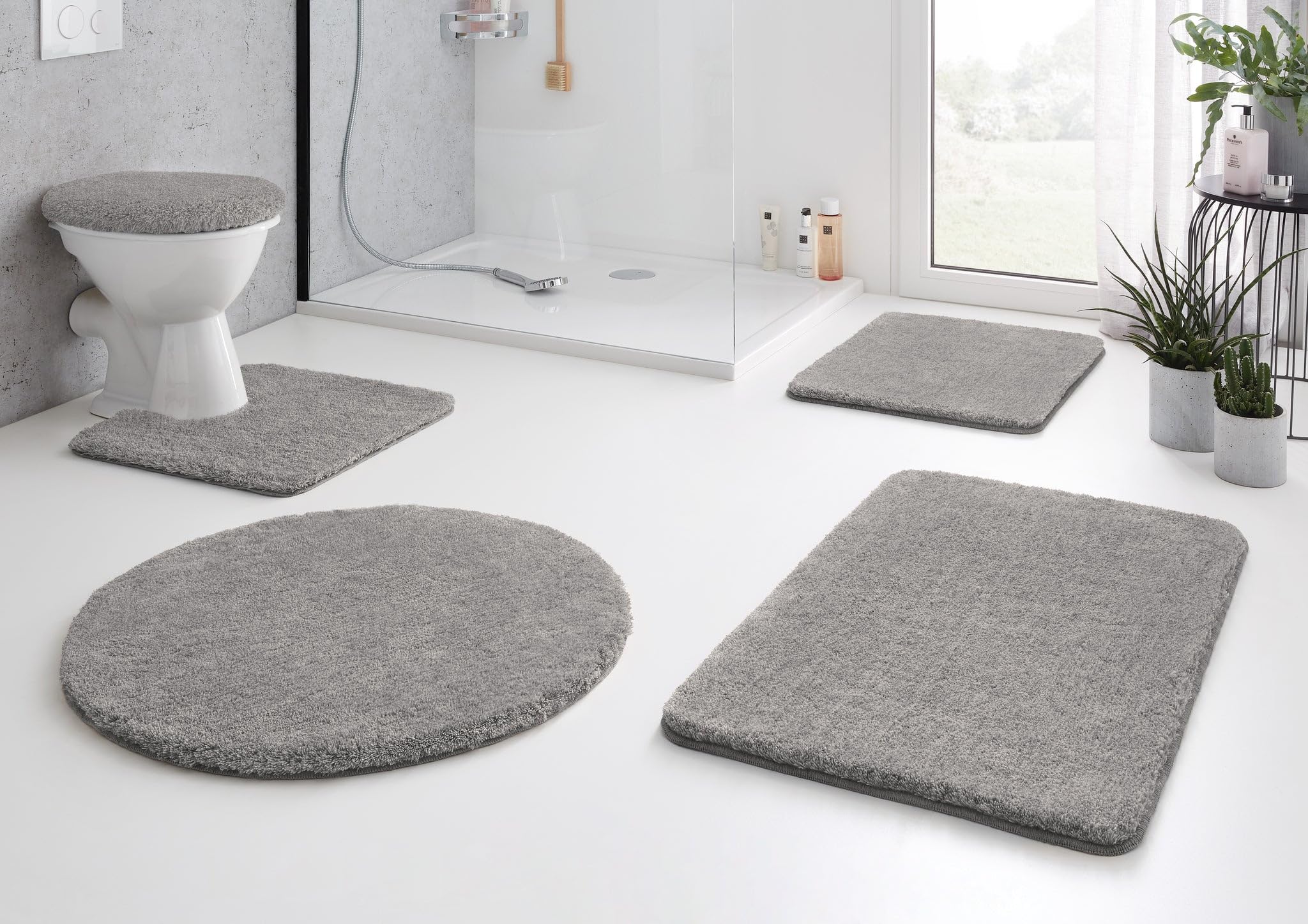 Kleine Wolke WC-Vorleger Relax Grau 55 x 55 cm mit Ausschnitt OEKO-TEX zertifiziert rutschhemmend