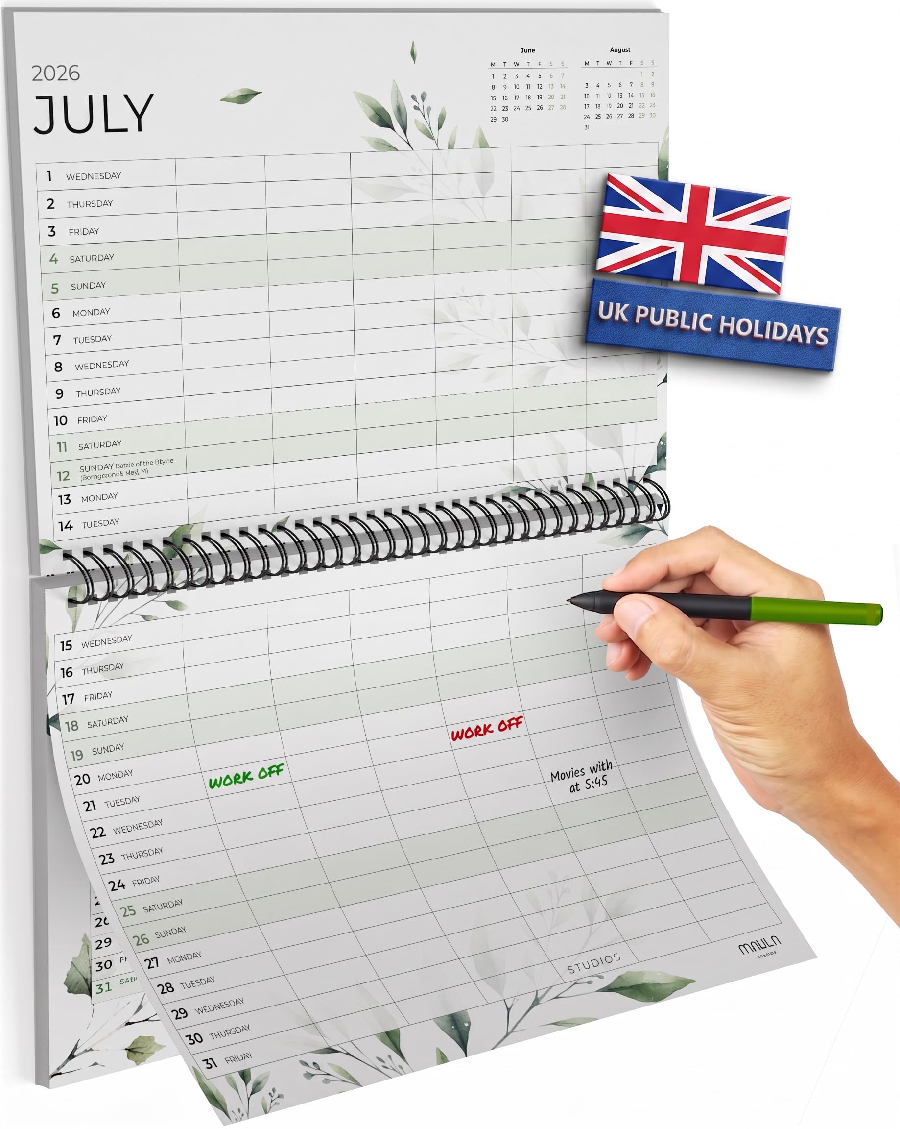 Family Planner 2026-2027 – Wall Calendar 5 Columns, 18 Month, Extra Large