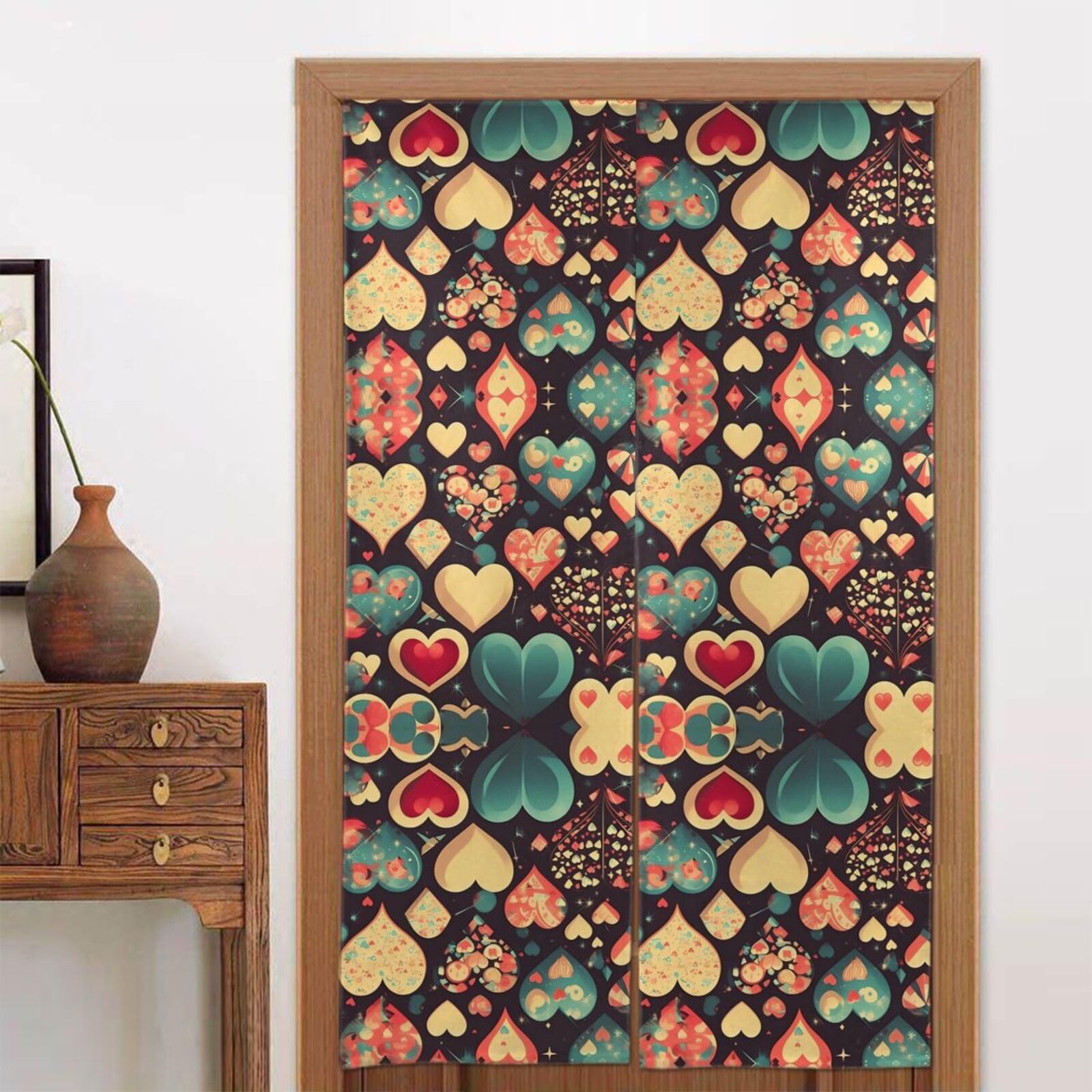 CNTDBU Heart Crush Flower Door Curtain 34x56 Inch-Room Divider Panel for Privacy, Entryway Screen for Kitchen Bedroom
