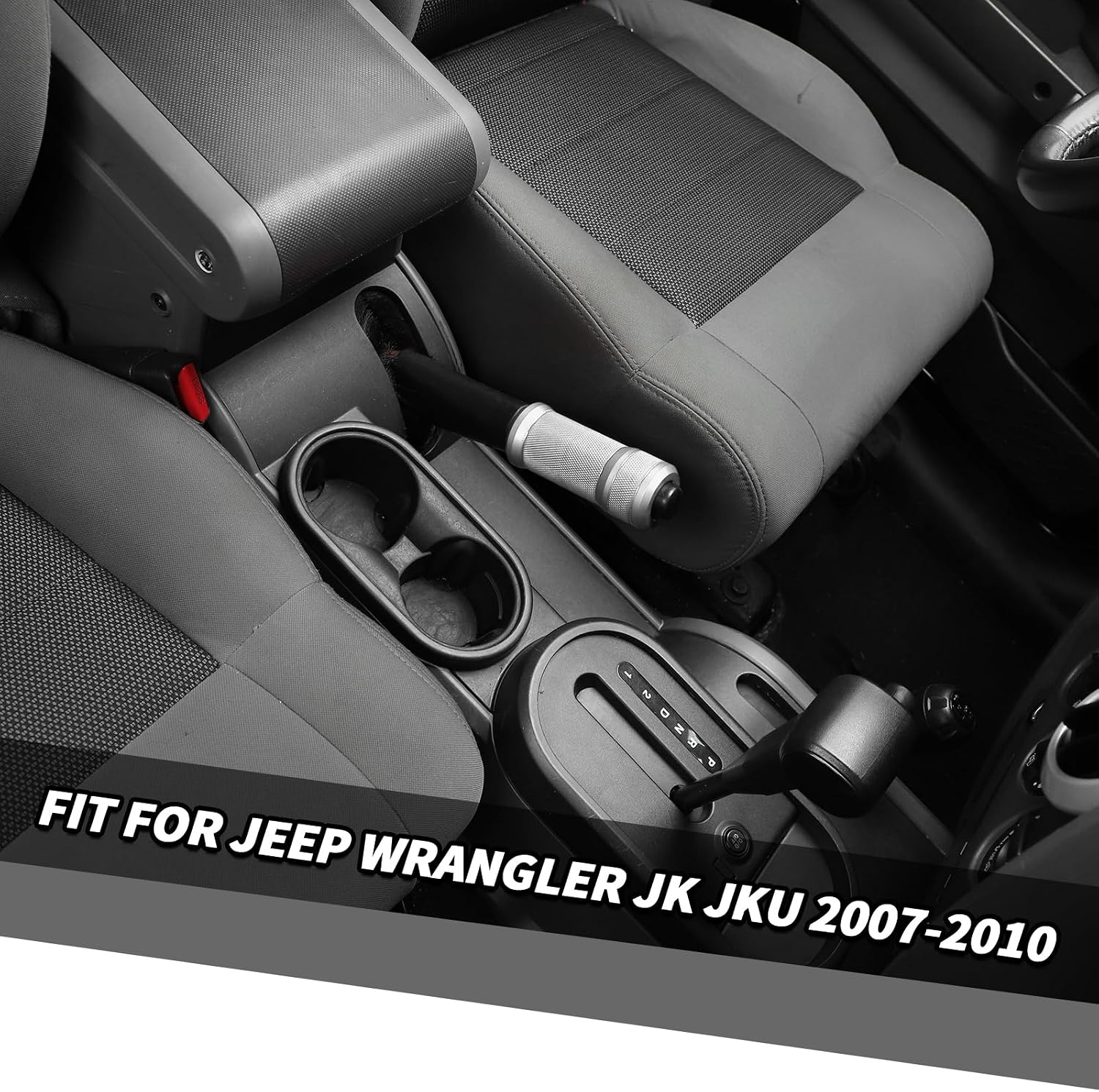 Jimen Fit for Jeep Wrangler JK JKU 2007-2010, 1PC Car Handbrake Cover Trim (Silver)