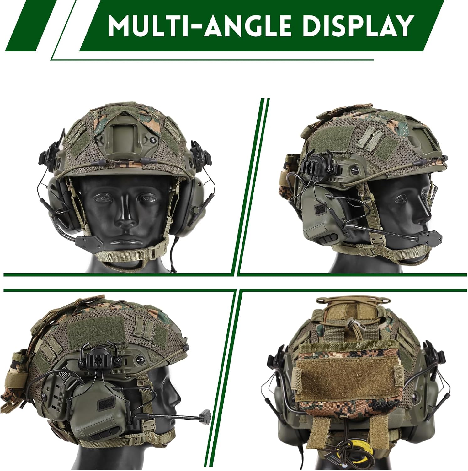 Tactical Helmet with Headset,4in1 Upgraded Adjustable with Helmet Cover for Airsoft Cosplay Military Tactical Gear - Image 5