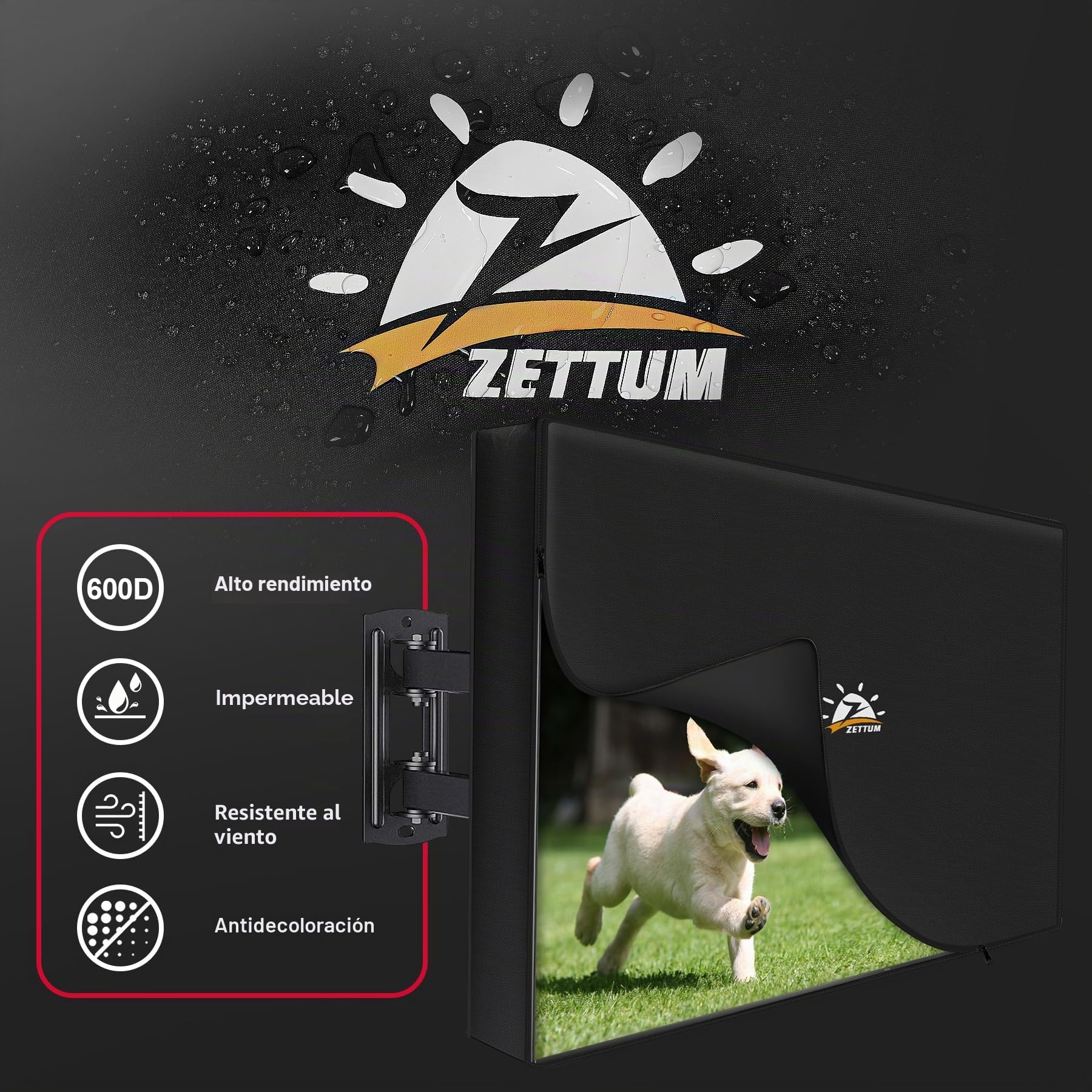 Zettum Funda de TV Plegable para televisores de 28 a 32 Pulgadas – Impermeable y Resistente, Funda Protectora para Pantalla Fabricada en Tela Oxford 600D PU con Cremallera y función abatible