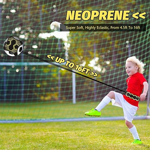 Miniatura 6 de Entrenador de fútbol para patadas de espalda, 2 unidades, ajustable, para niños y adultos, para disparar, pasar, malabares, lanzar voleibol, rugby