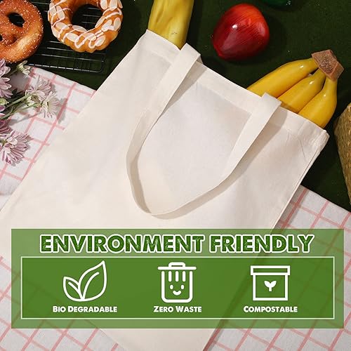 Miniatura 5 de Mimorou 48 bolsas de algodón de sublimación de 13 x 15 pulgadas, bolsa de lona en blanco reutilizable a granel con asas para sublimación, bricolaje,