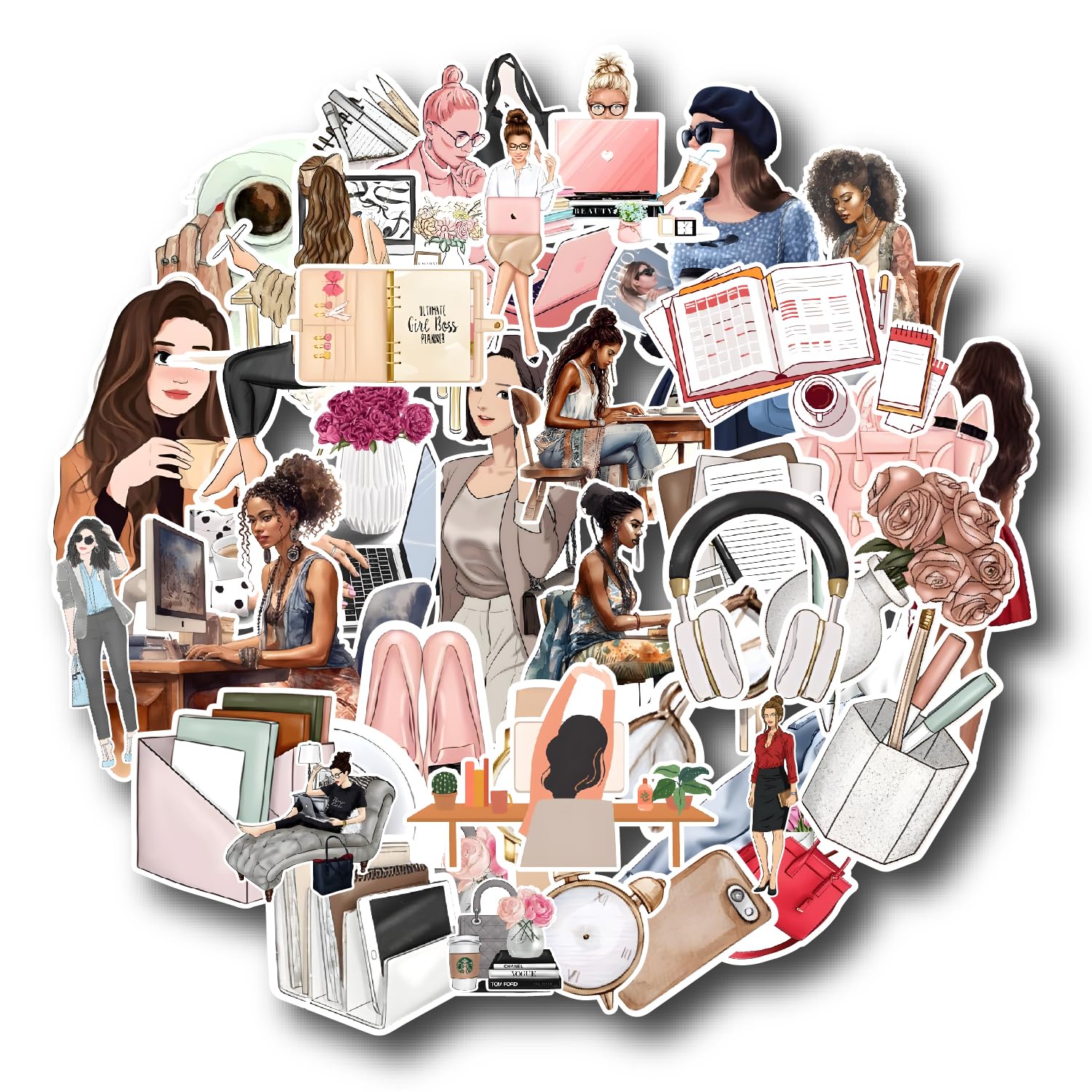 Boss Lady Stickers for Journal Diary DIY Daily Scrapbook Working Women,Girls 80 PCs Sticker
