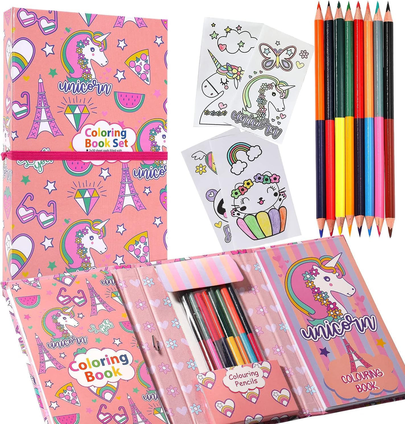 BLiSS HUES® Travel Coloring Kit for Kids- No Mess Unicorn Coloring Set with 60 Coloring Pages and 8 double sided Coloring Pencils, Coloring Book for Girls and Boys Birthday Party Favors Gifts (B0CBRXFV4F) Amazon Price History, Amazon Price Tracker