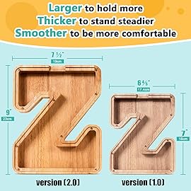 Customized Name Large Wooden Piggy Bank for Kids Boys Girls Alphabets Letter A-Z Coins Bills Money Change Bank Box Initial on Clear Cover (Laser Engraved) (Alphabet-Z, Personalized-9)