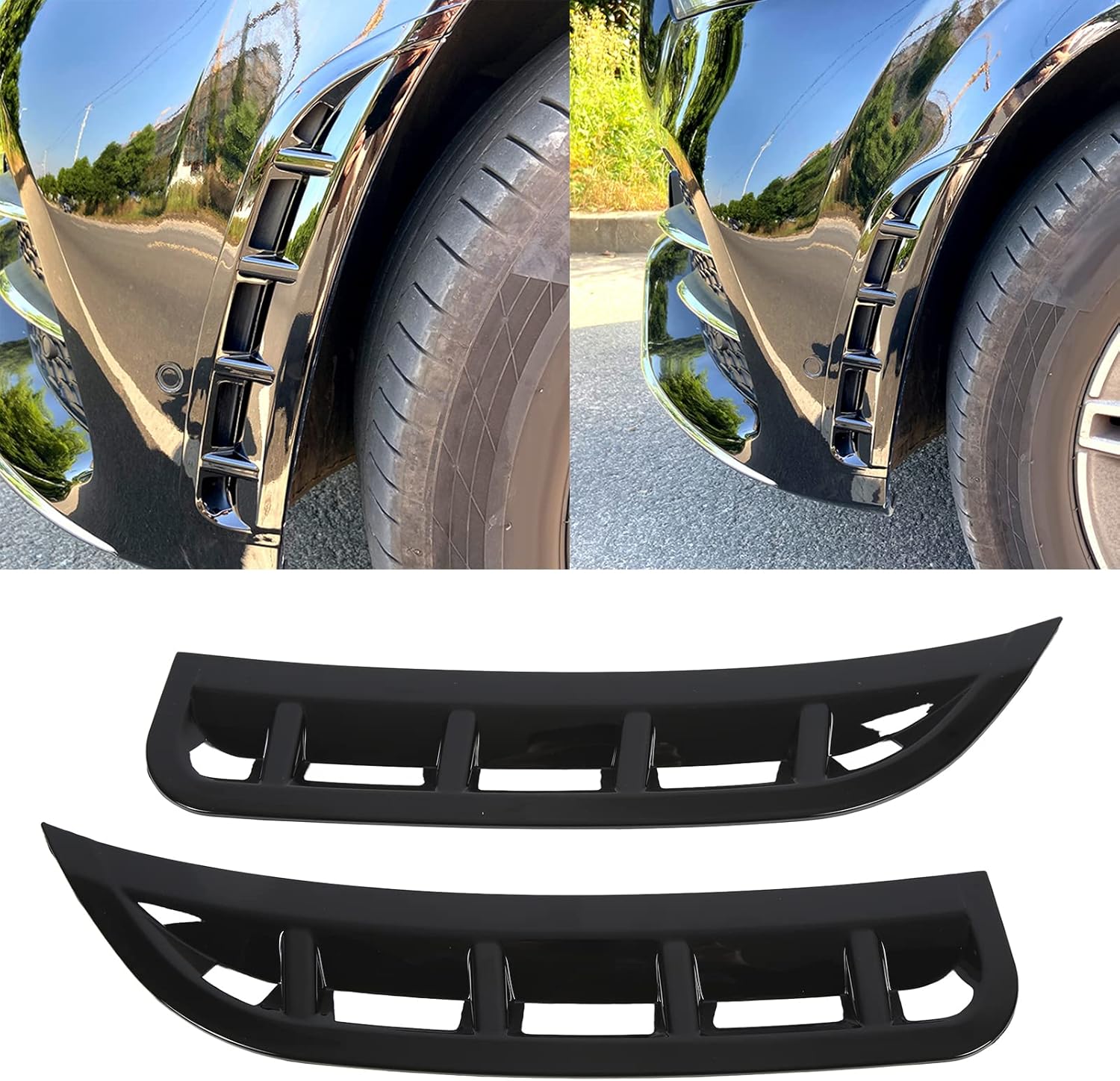 Front Bumper Air Vent Spoiler Splitter, 2 pcs Glossy Black ABS Front Bumper Side Air Vent Spoiler for Class 2019+
