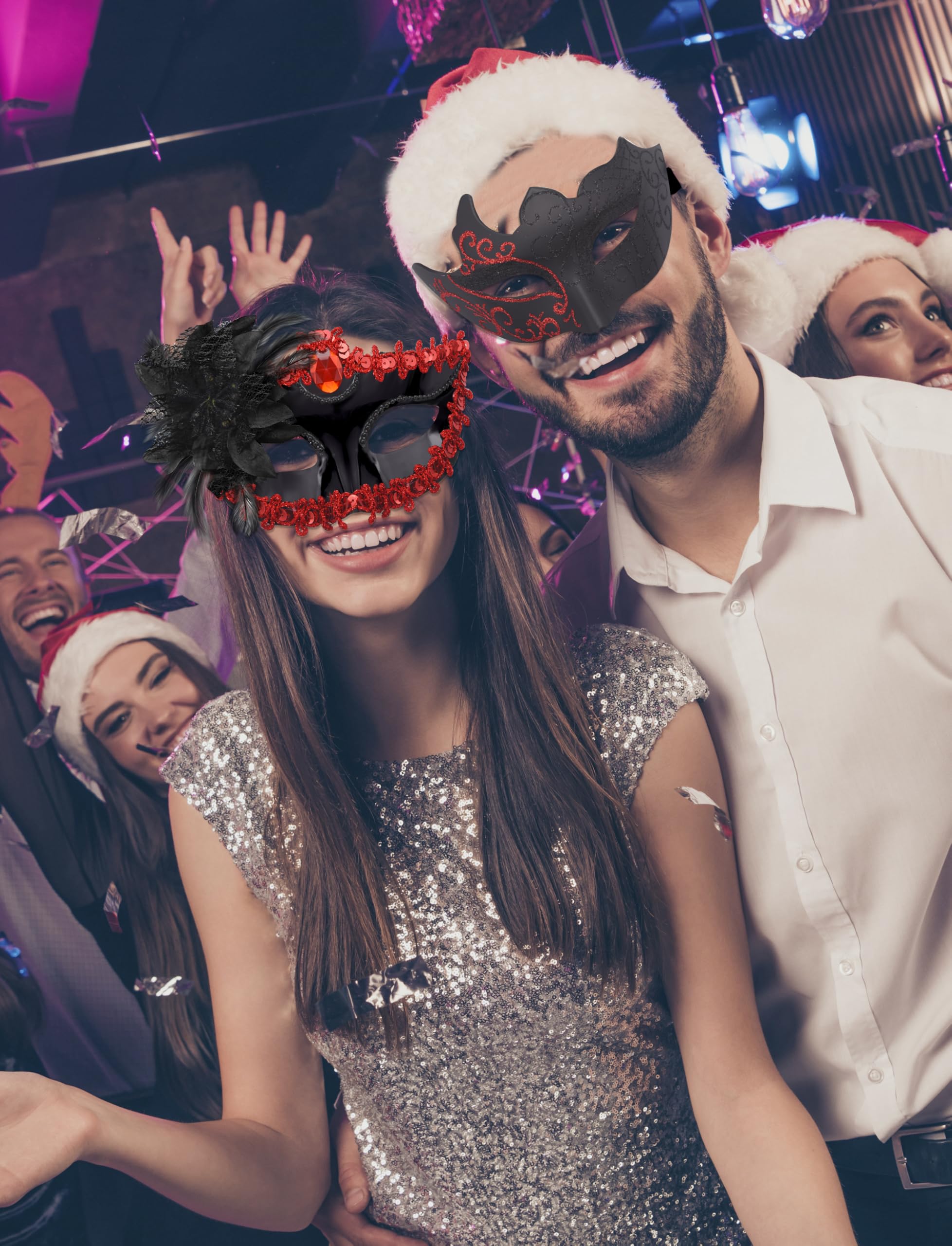 SIQUK Juego de 8 máscaras para parejas, máscara de fiesta veneciana para disfraz