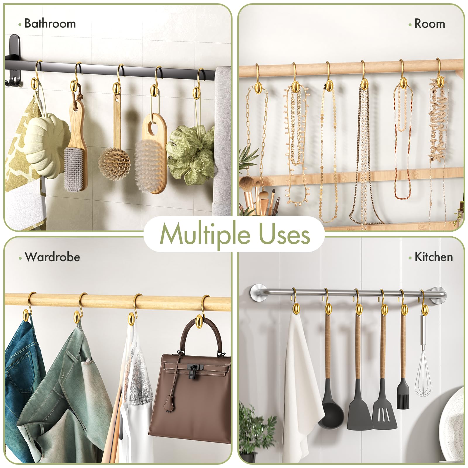 Gold Shower Hooks - Elegant & Rustproof -7