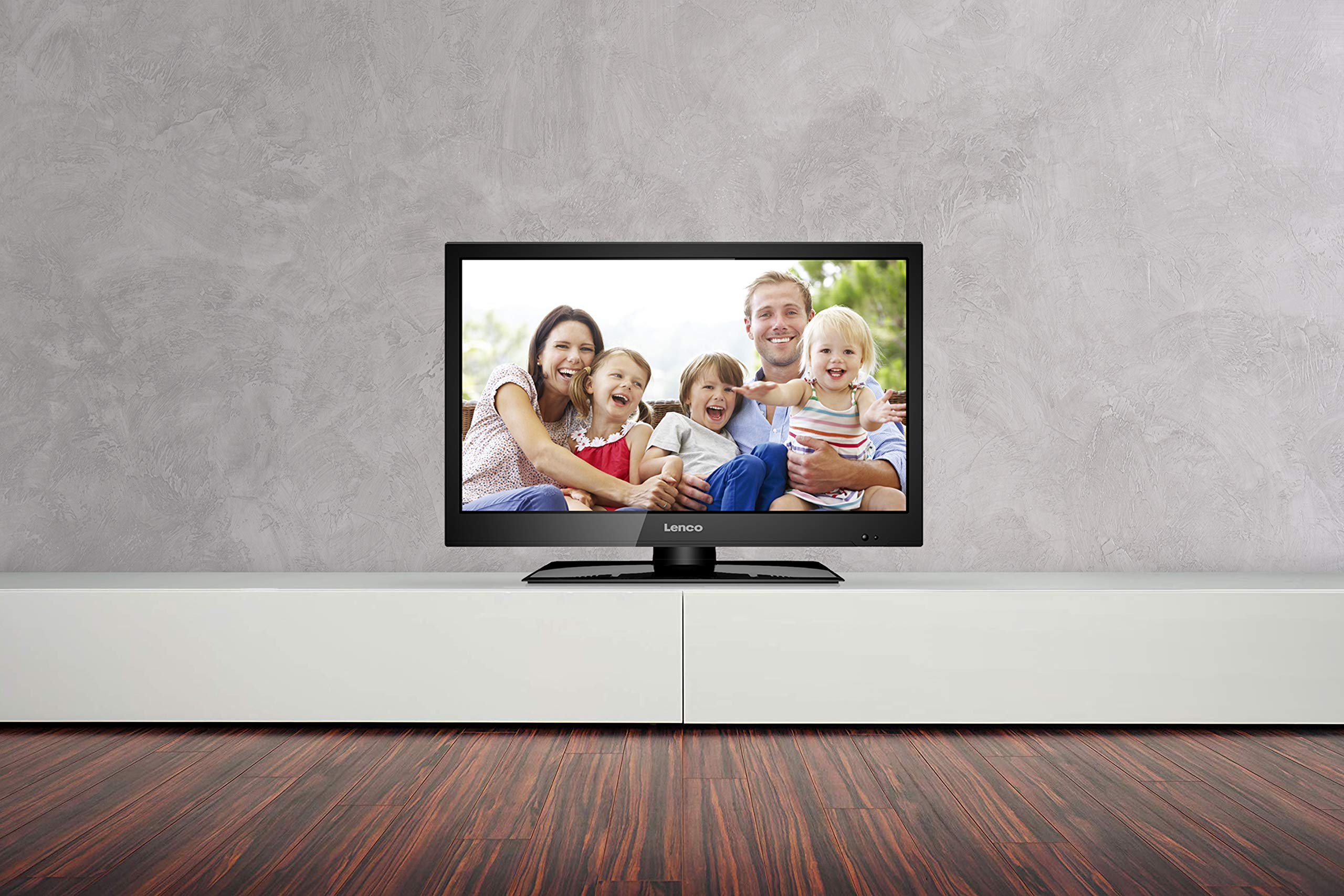 Lenco DVBT2 TV DVL-1962BK 19 Pouces (47 cm) avec Lecteur DVD et DVB-T2, Adaptateur Voiture 12 Volts, Noir