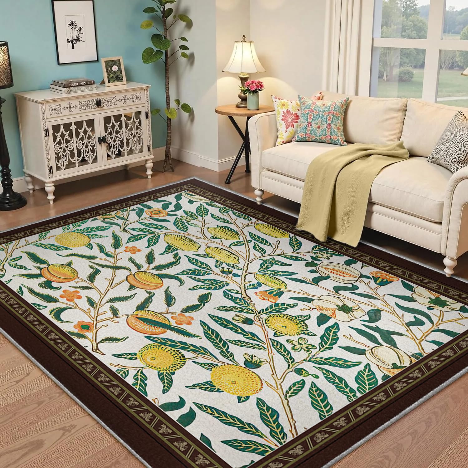 Tapis de sol bohème rectangulaire 160x230cm lavable anti tache fin