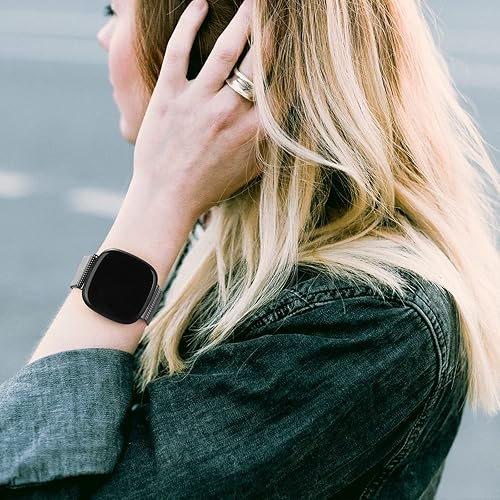 Miniatura 7 de Vanjua Correa de metal para Fitbit Sense 2 Sense Bands, Fitbit Versa 4 Versa 3 correas para mujeres y hombres, correa de repuesto de pulsera