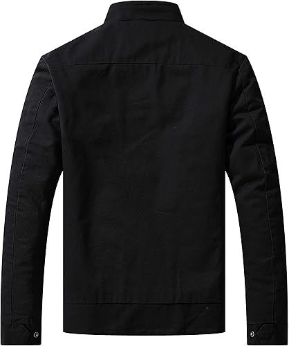 Miniatura 2 de WenVen Chaqueta militar de algodón de primavera para hombre, abrigo de campo de lona ligera casual