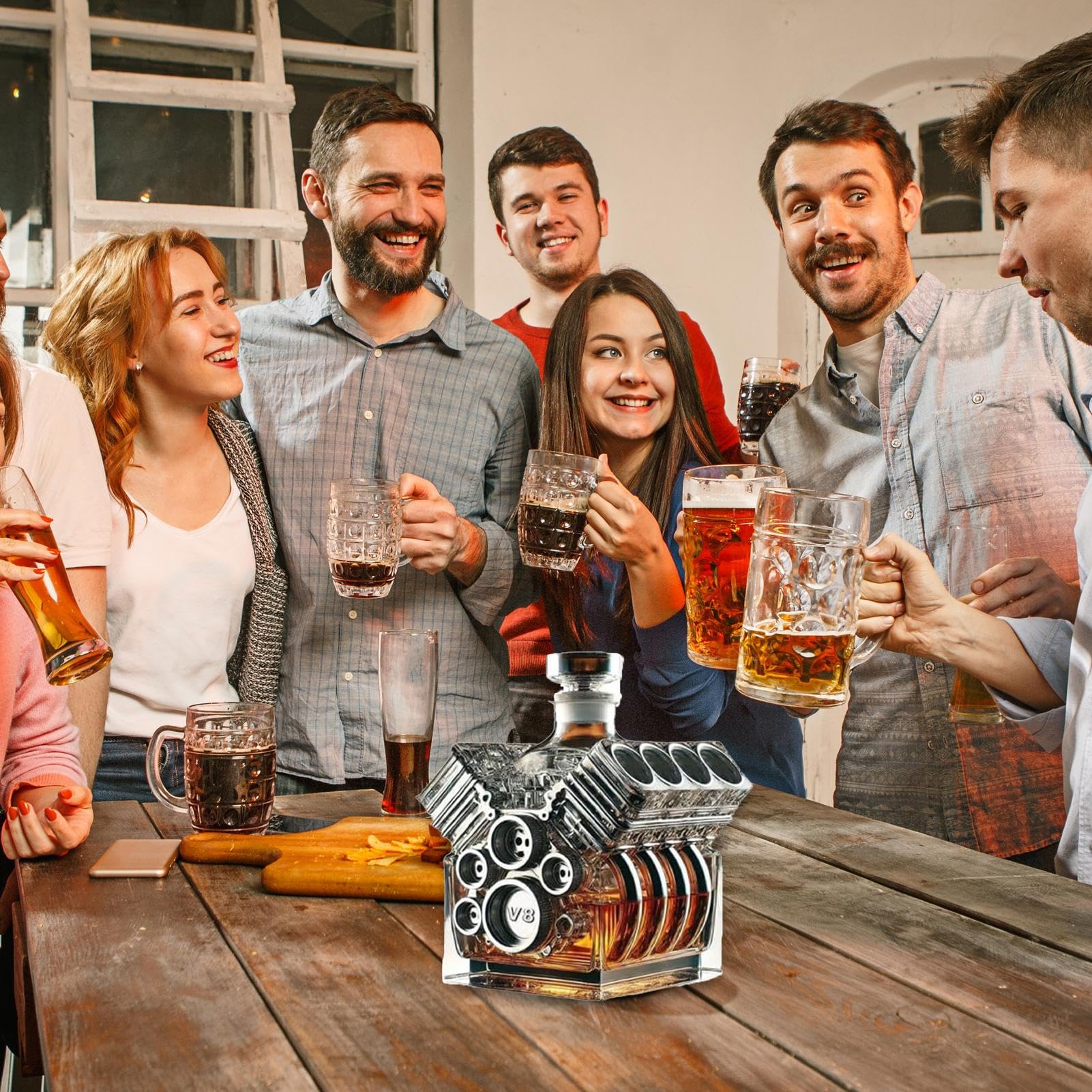 Distributore di liquori, a di motore V8, bottiglia decanter per alcol, decorazione per la casa e bar, per San, tequila, bourbon, brandy, matrimoni,