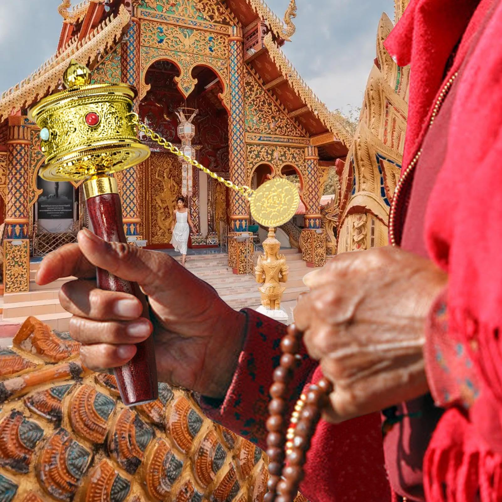 Ruota Di Preghiera A Mano - Ruota Di Preghiera Buddista Tibetana, Strumento Di Meditazione Portatile, Cilindro Di Mantra Sacro, Dispositivo Di Benedizione Religiosa | Strumento Portatile Per La Pratic