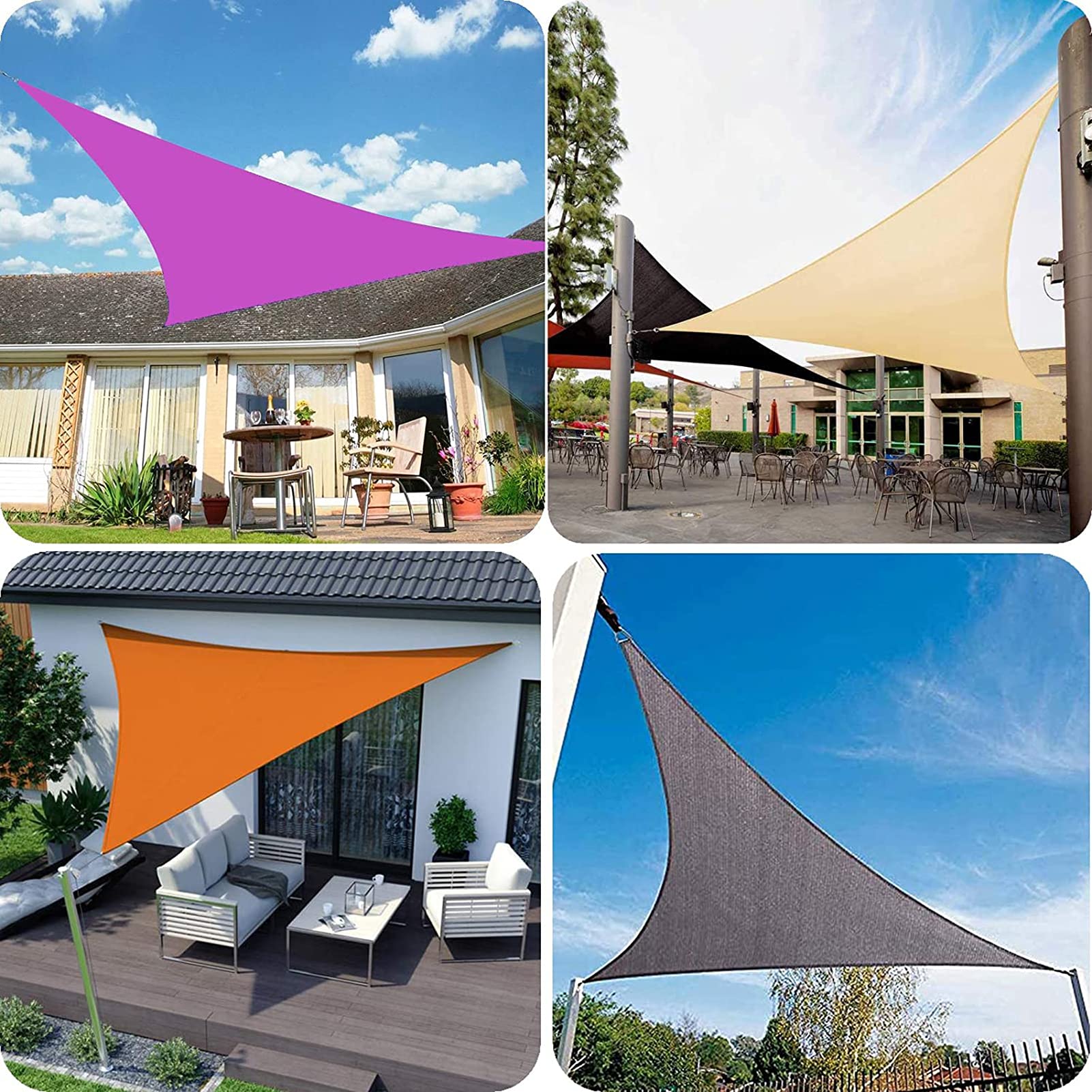 Zewnętrzne patio ogrodowe trójkątny żagiel przeciwsłoneczny z osłoną przeciwsłoneczną 3 x 4 x 5 m, wodoodporna markiza z ekranem do stosowania podwórka, tkanina