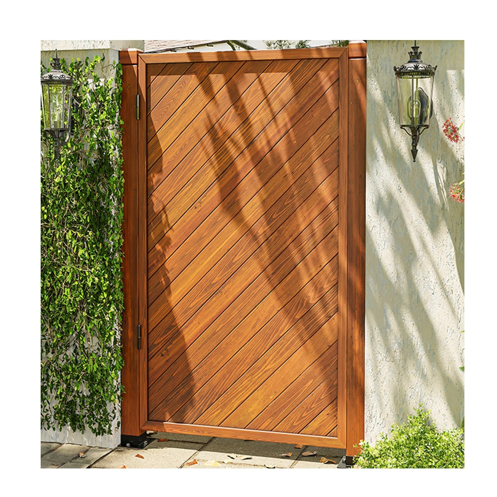 Portail de jardin en bois autoportant marron 80x100cm pour cour